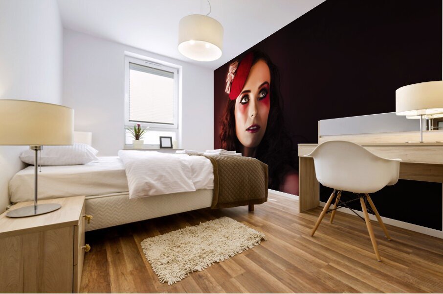 Luxury Woman In Red Makeup And Fashion Accessories Mural print