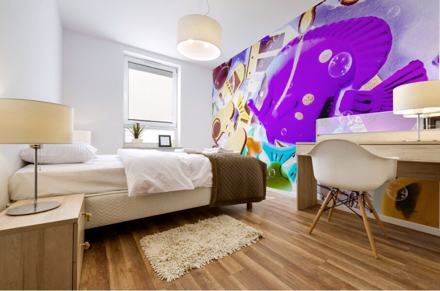 The beach below Mural print