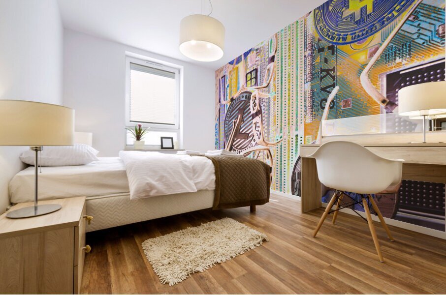 Cryptocurrency circuitry Mural print