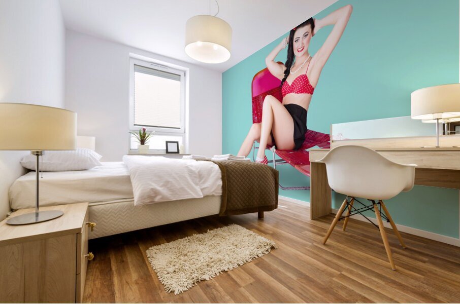 Glamour pin-up girl. Retro summer fashion Mural print