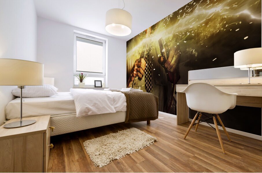 Start up business man with explosive idea Mural print