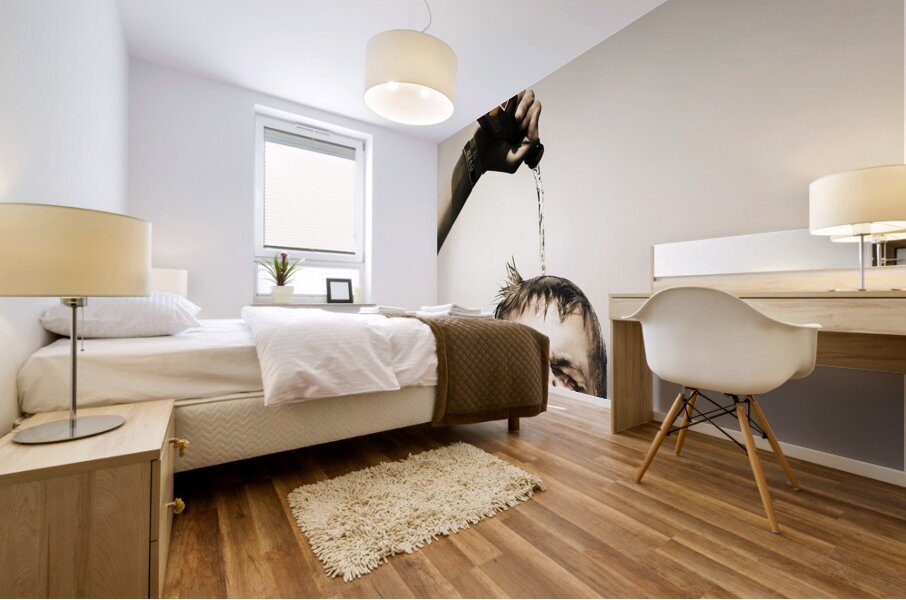 Crazy young Irish man celebrating St Patricks Day  Mural print