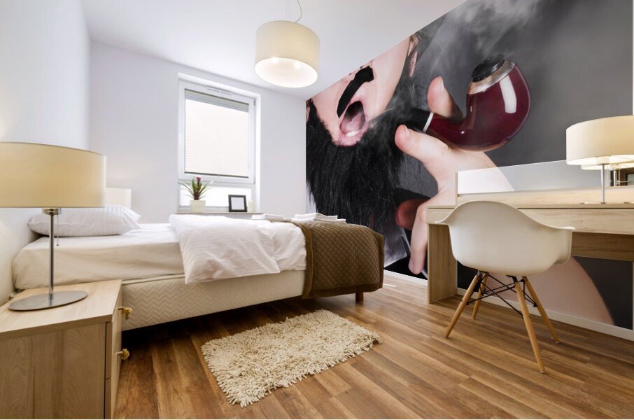 Comic private eye detective smoking pipe Mural print