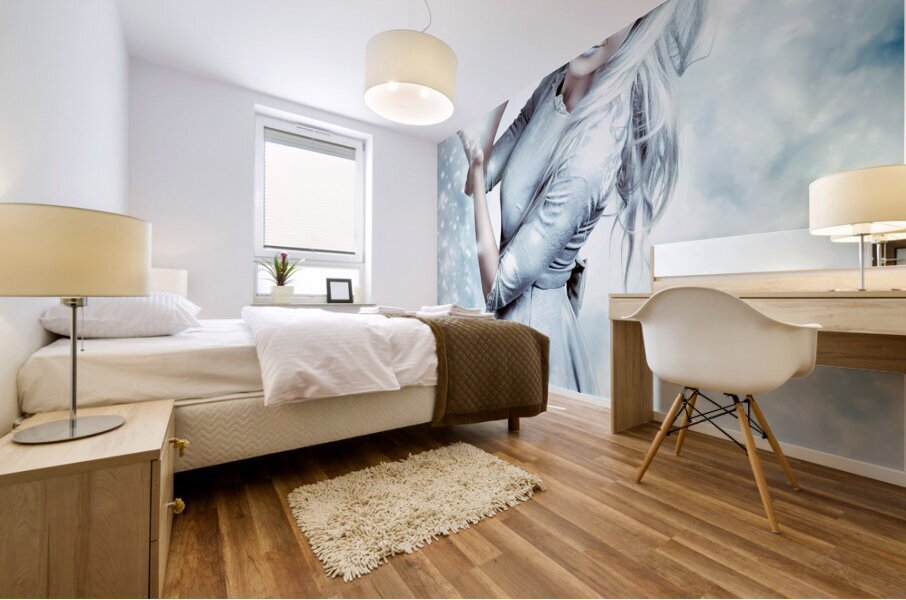 Magic Winter Woman In Luxury Fashion And Makeup Mural print