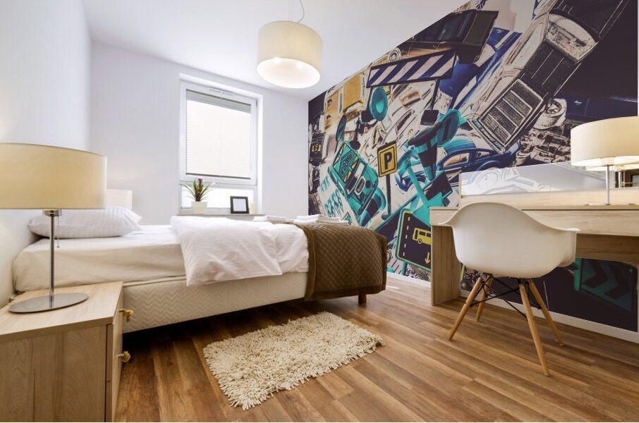 Motorised metropolis Mural print