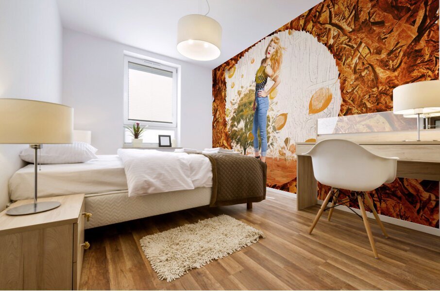 Autumn postcard pinup Mural print