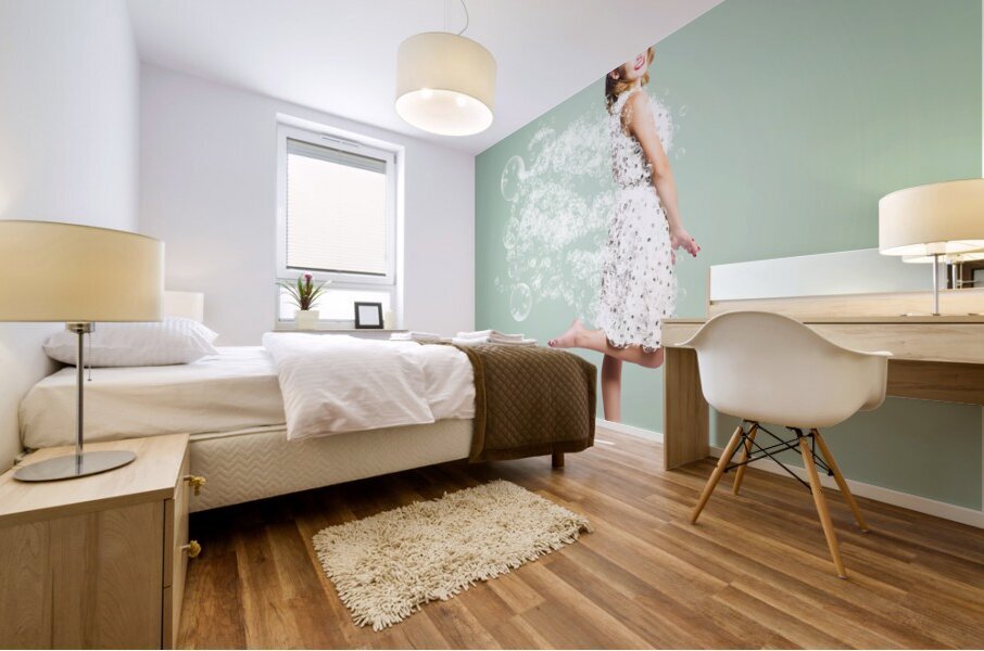 Soap suds pin up girl Mural print