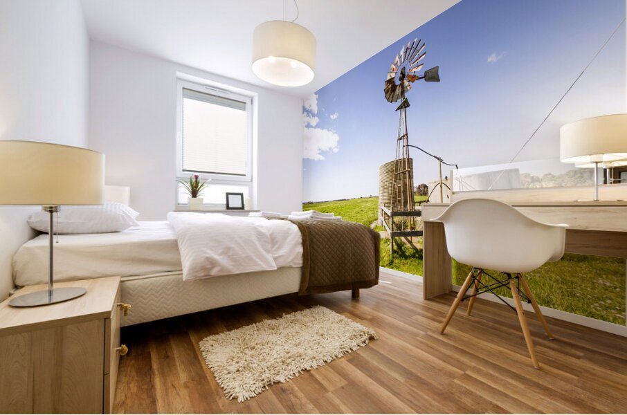 Wind powered farming station Mural print