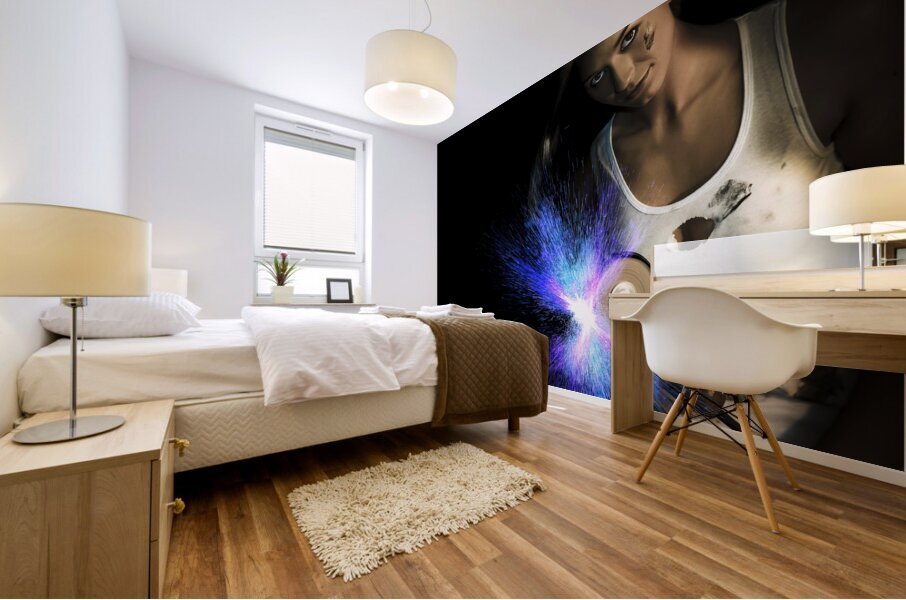 Working Woman With Industrial Tools Mural print