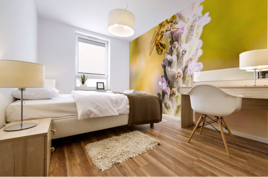 Lavender bee Mural print