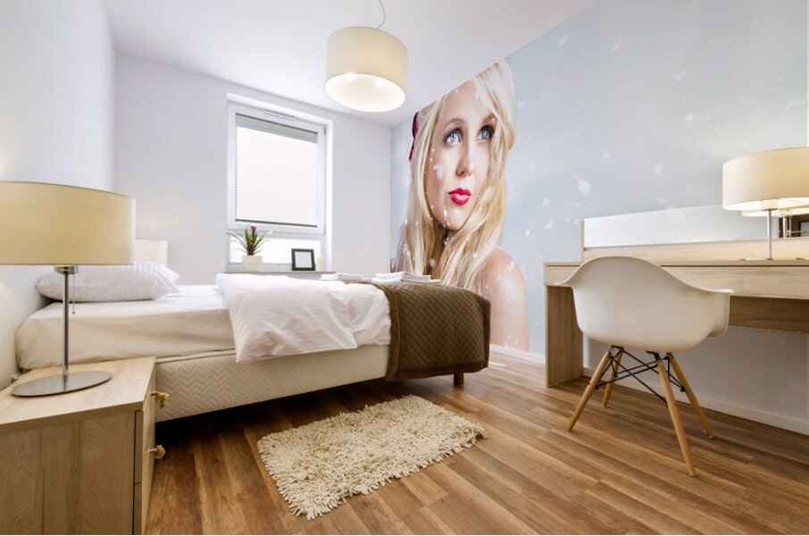 Snow pinup girl Mural print