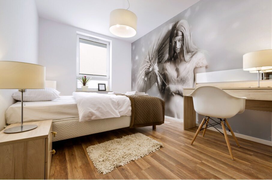 Dark vampire in a forsaken winter wonderland Mural print