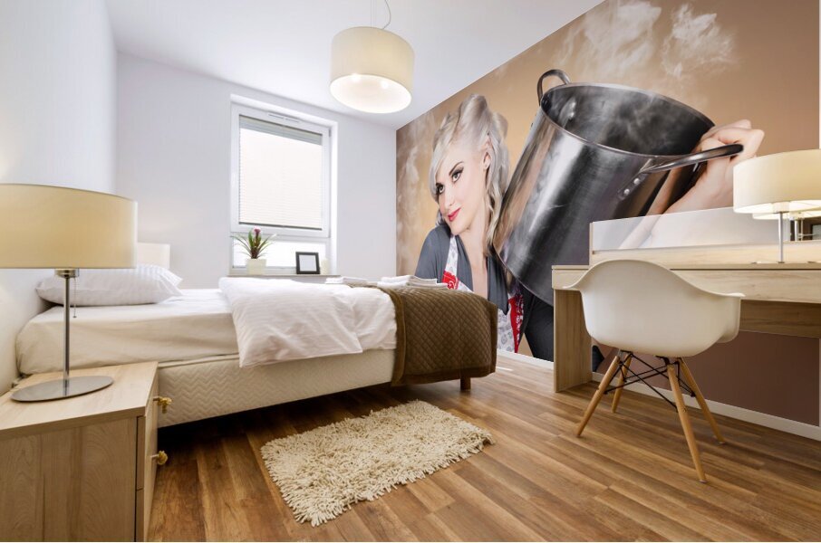 Retro women and homemakers. Pin up Cooking Mural print