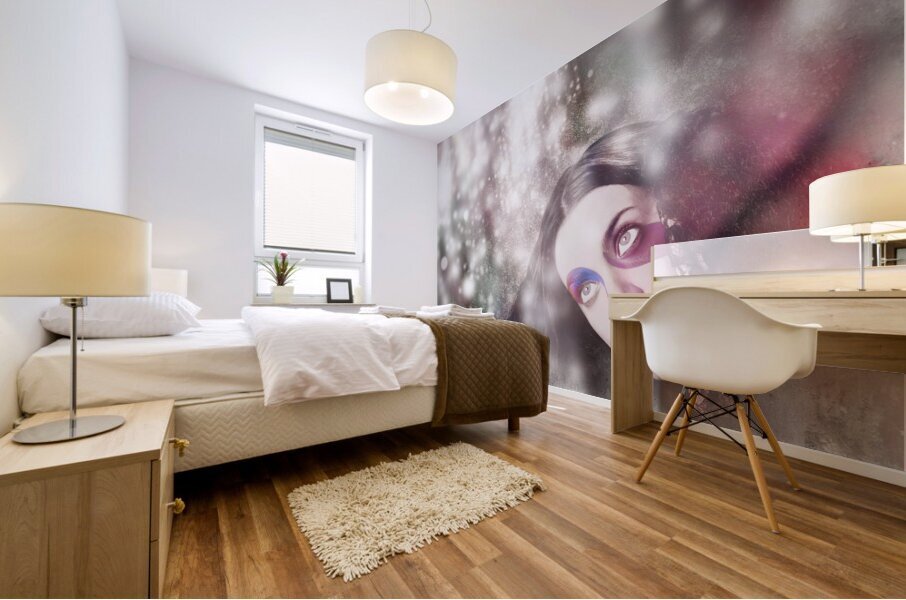 Fine art woman in light of spiritual awakening Mural print