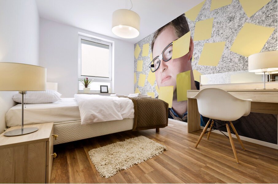 Stressed businessman multitasking huge agenda Mural print