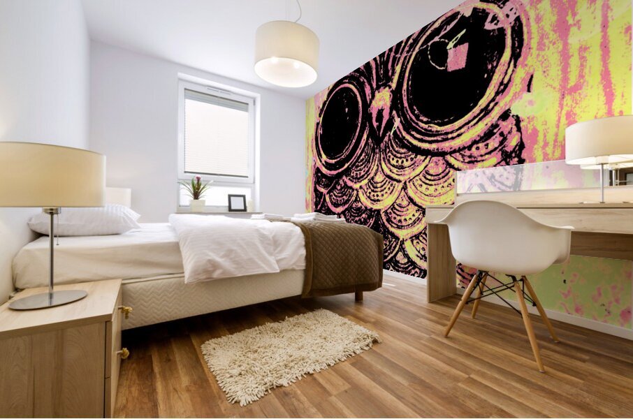 Pop art owl watercolour Mural print