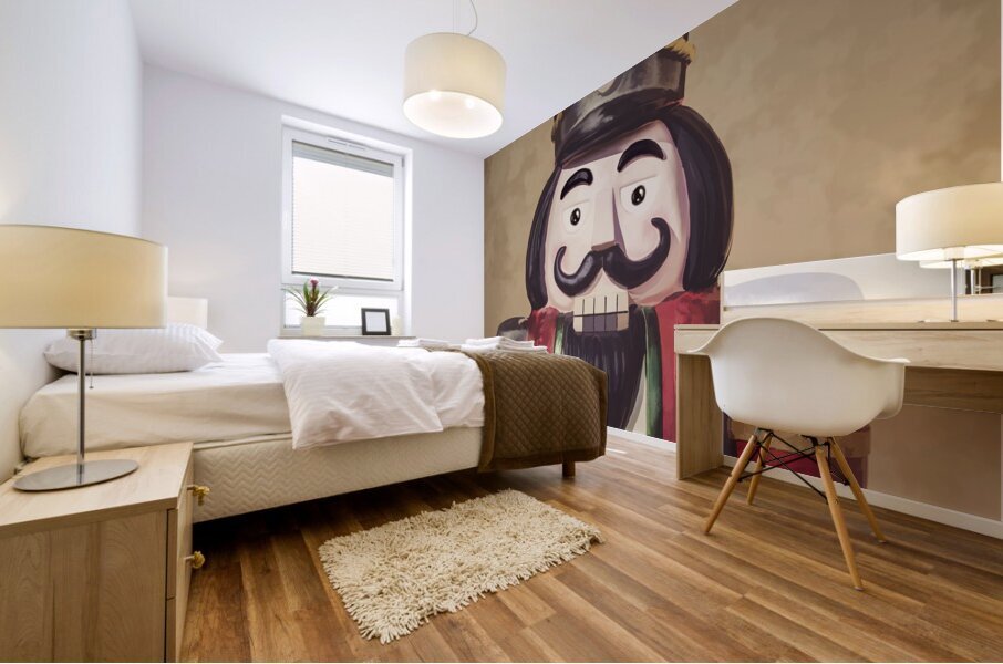 Vintage wooden toy soldier Mural print