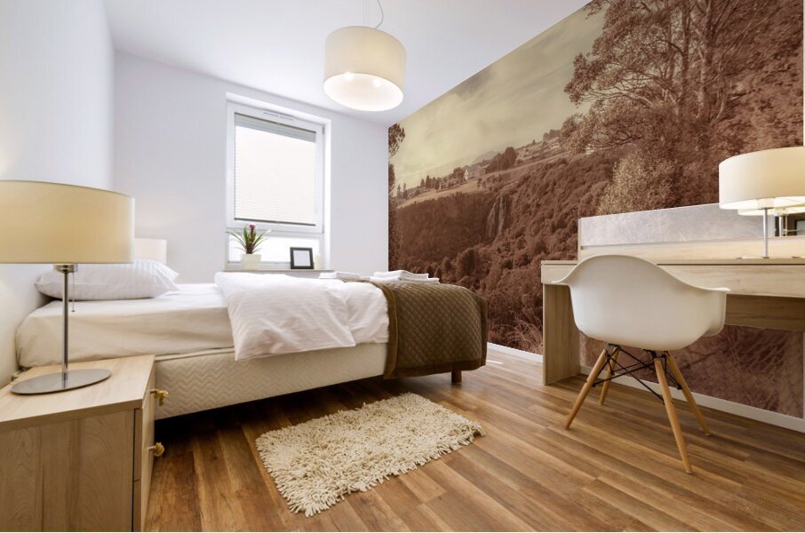 Vintage fine art landscape. Tasmania country towns Mural print