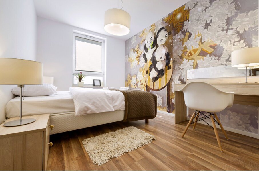 Painterly pandas Mural print