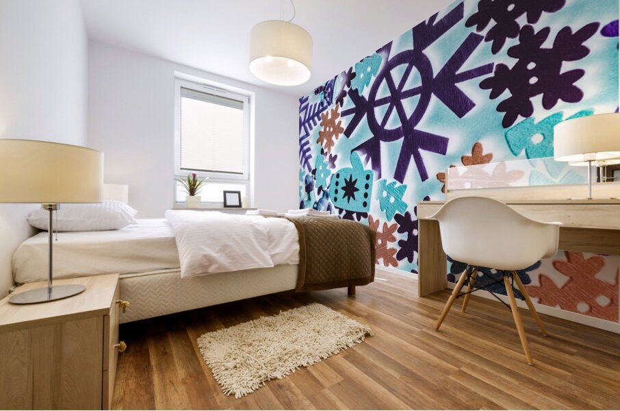 Whimsical winter scene Mural print