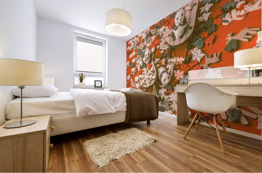 Panda Christmas Mural print