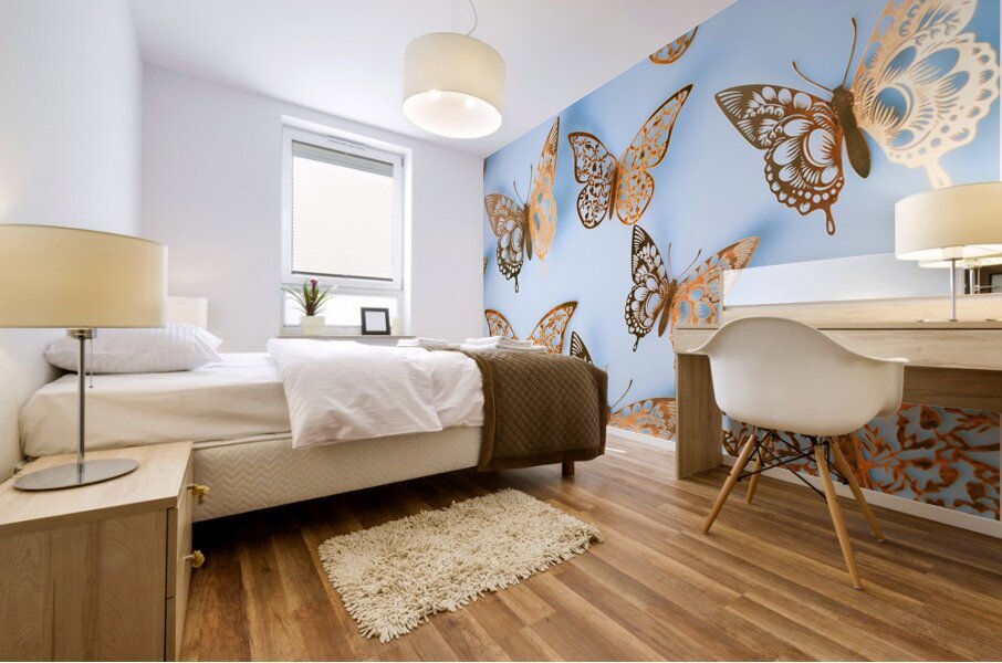 Dancing on a sky blue canvas Mural print