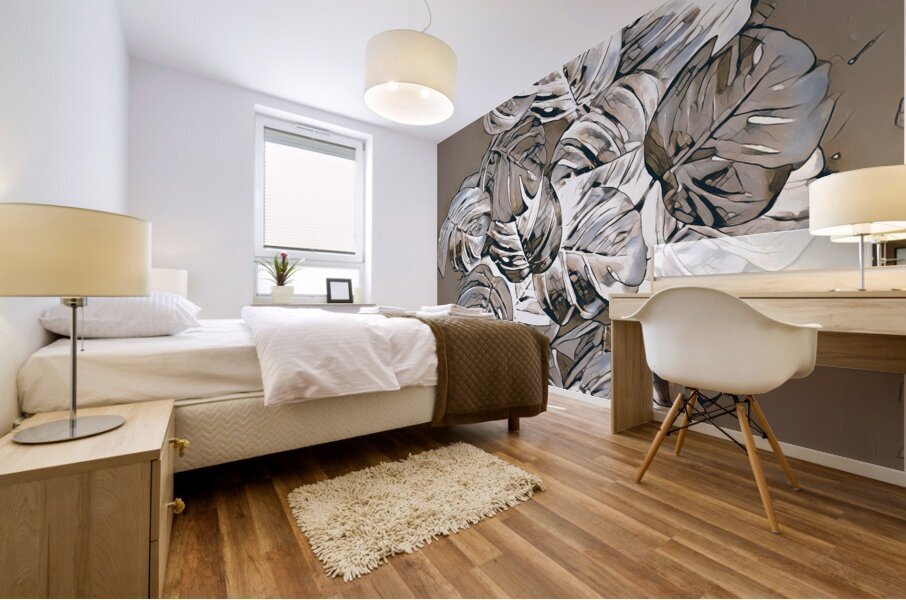 Monstera machinations  Mural print