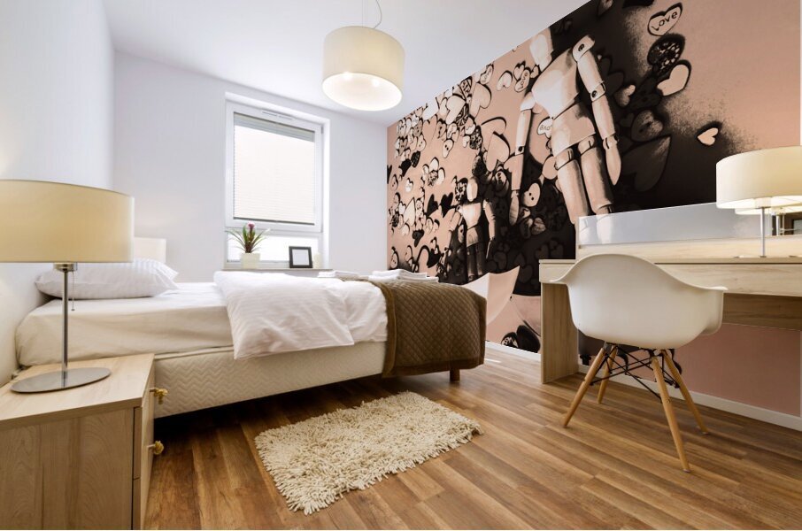 Umbrella boats on heart bay Mural print