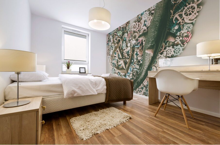 Hearts and anchors Mural print