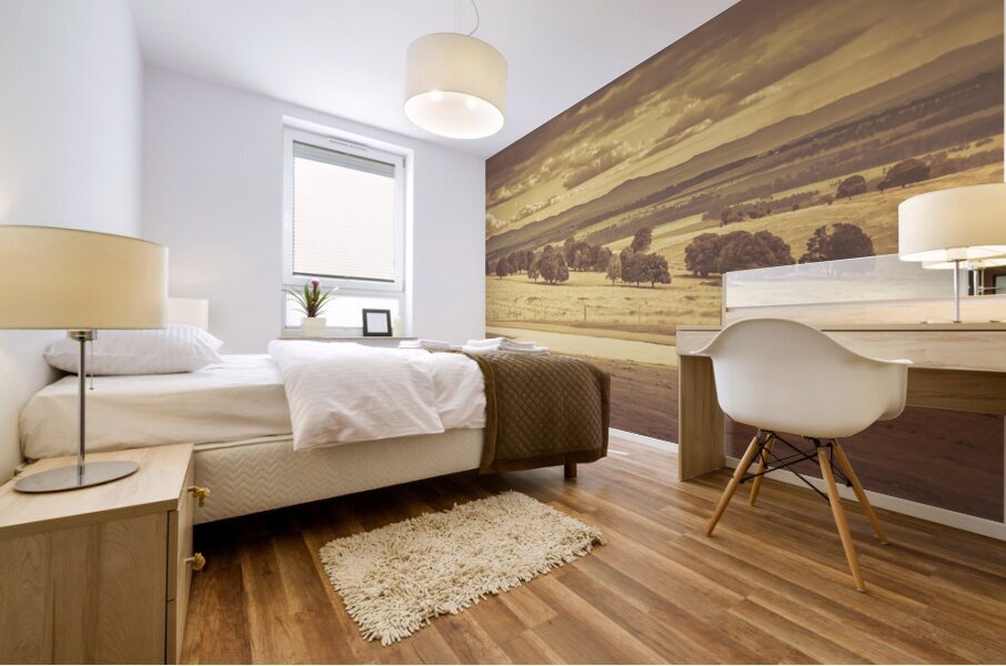 Stunning sunset over the vast outback of Kingaroy Mural print