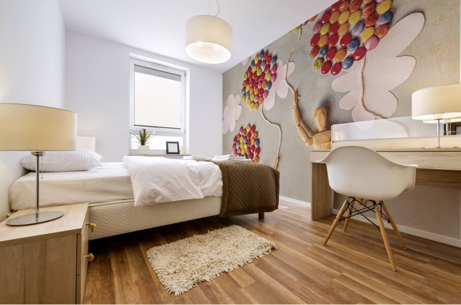 Paper clouds and candy balloons Mural print