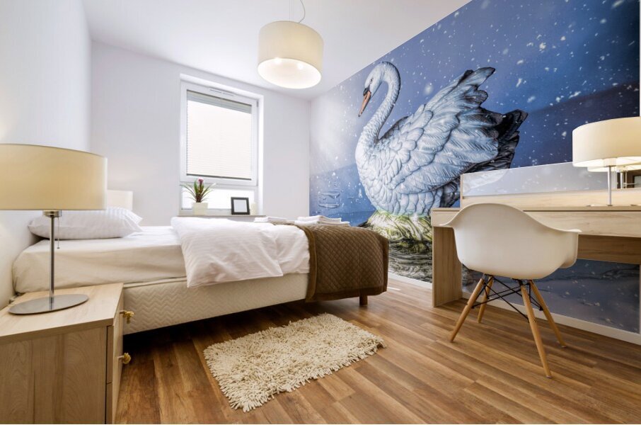 Snowy river swan Mural print