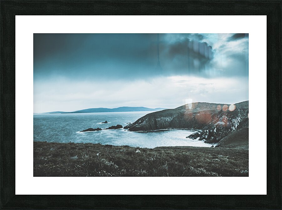 Dark tense and dramatic sea cliffs Picture Frame print