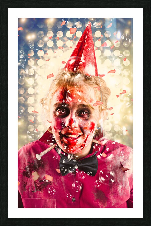 Possessed dead girl at nightclub wake. Monster rave Picture Frame print