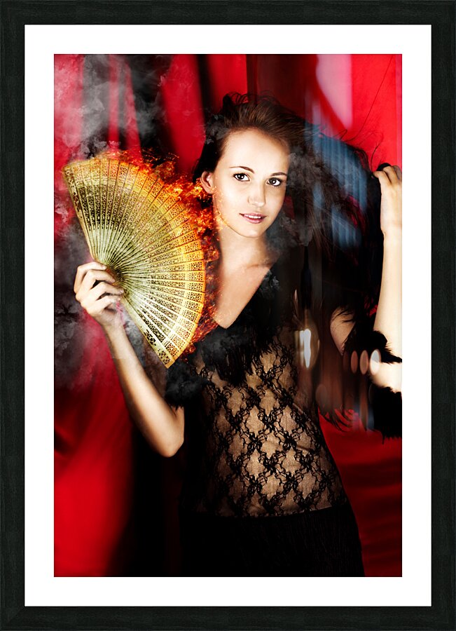 Hot Female Fire Dancer Picture Frame print
