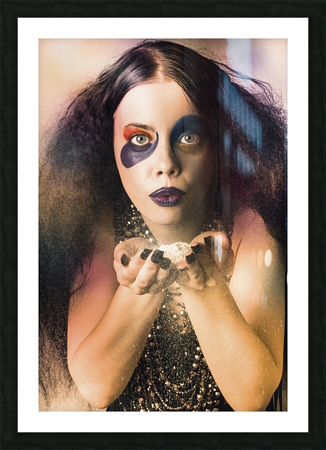 Jester magician performing magic trick Picture Frame print