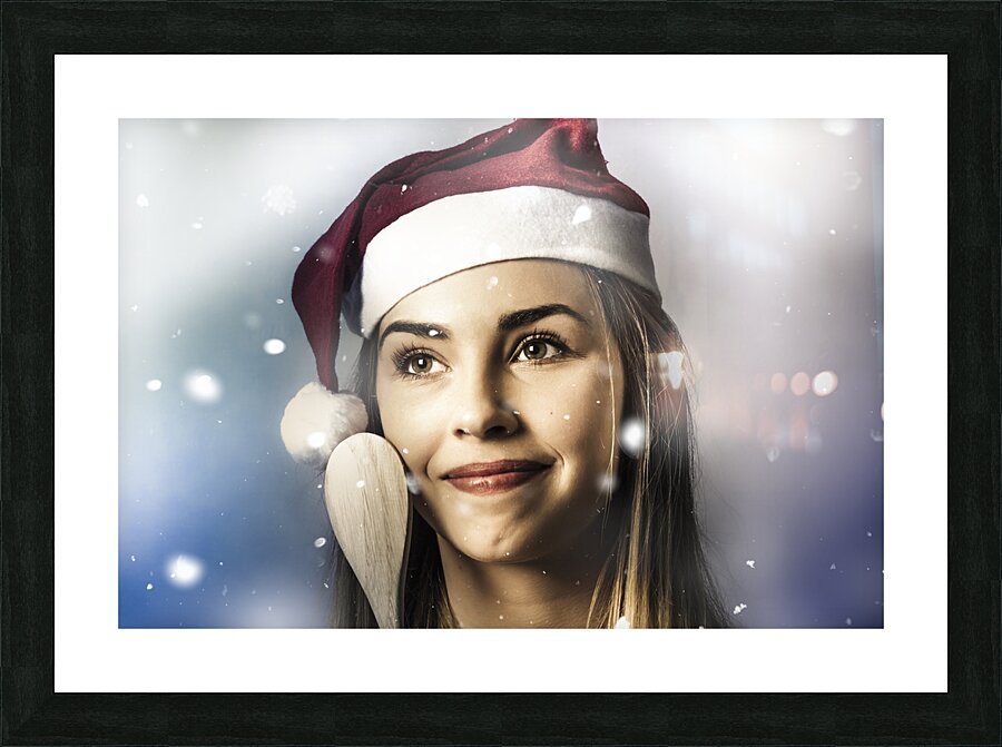 Christmas woman cooking up winter food idea Picture Frame print
