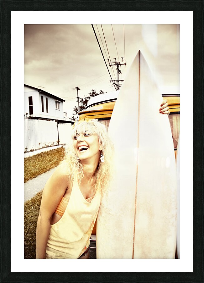 Happy Retro Surfer Picture Frame print