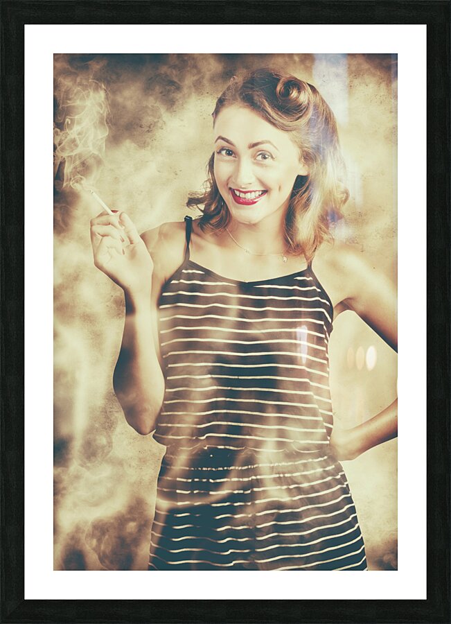 Smoking hot pin-up housewife Picture Frame print