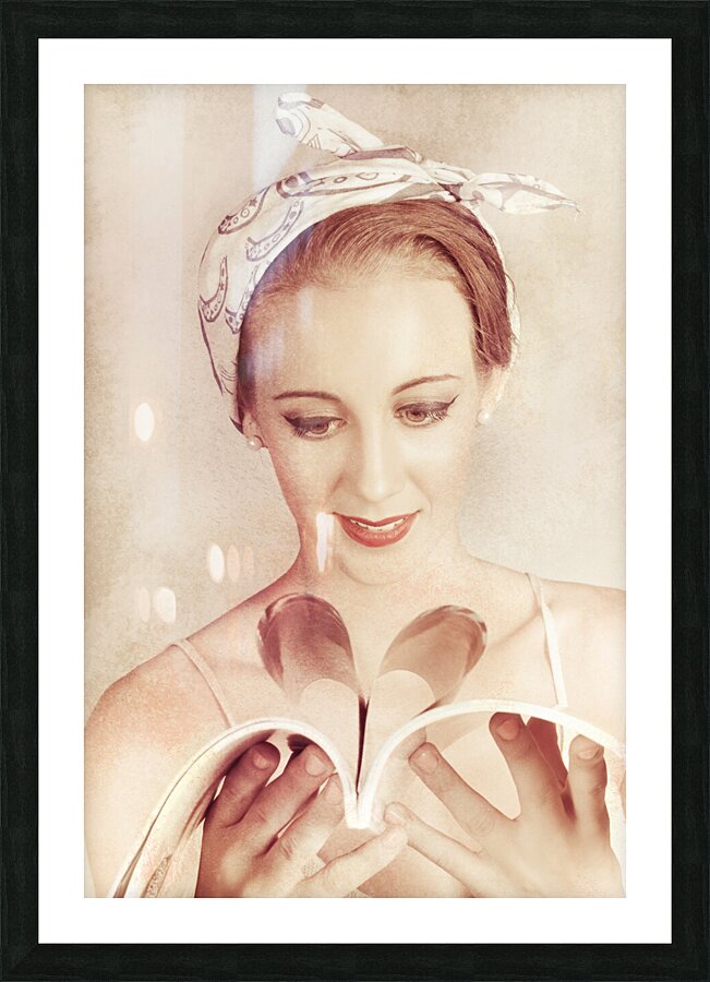 Cute Vogue Pinup Girl Reading Old Fashion Magazine Picture Frame print