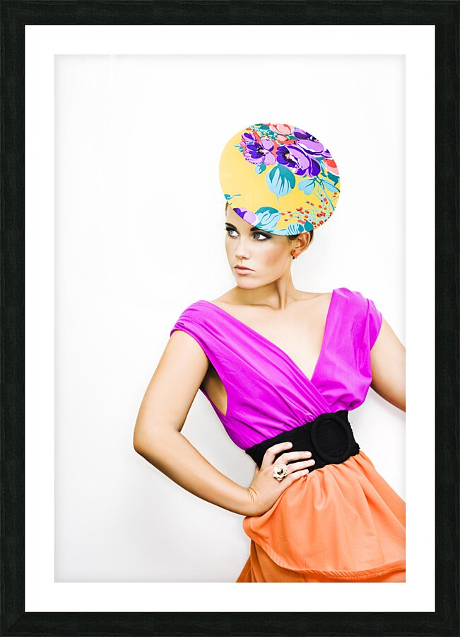 Beautiful Girl In Vintage Fashion Picture Frame print