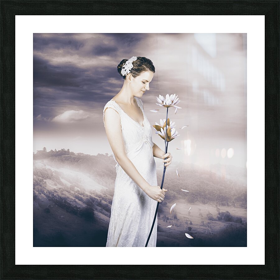 Charming woman with romantic sentiment Picture Frame print