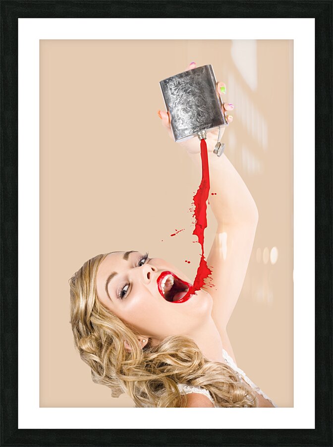 Beautiful Blonde Make-up Artist Woman Pouring Liquid Lipstick Picture Frame print