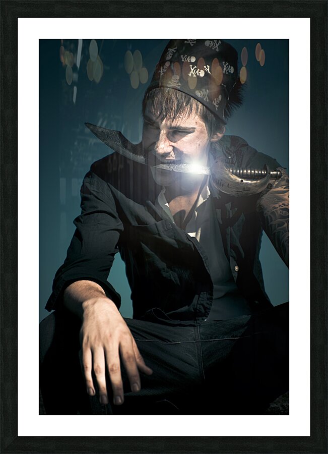Scary Pirate With Sword Picture Frame print