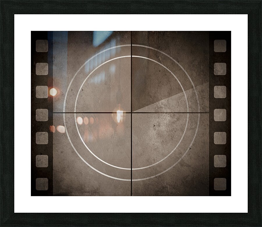 Vintage movie background with film strip boarder Picture Frame print
