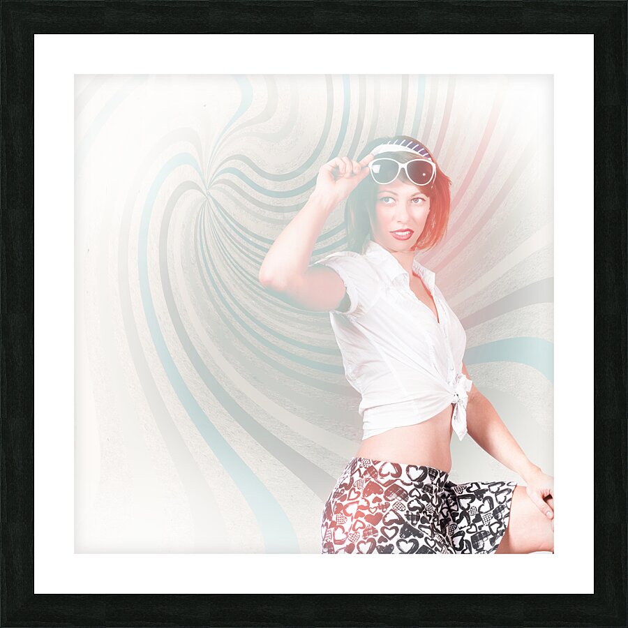 High-key fashion photograph of a funky pinup girl  Picture Frame print