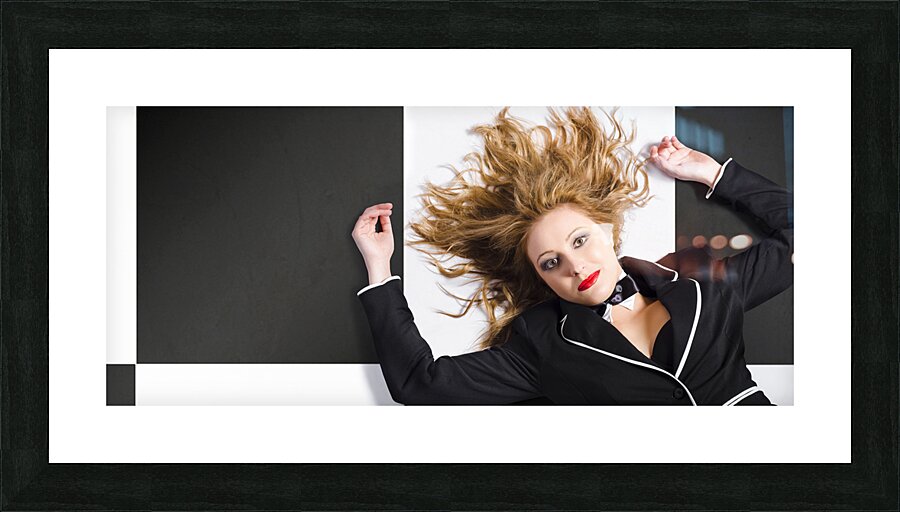 Beautiful blond girl with healthy long hair Picture Frame print