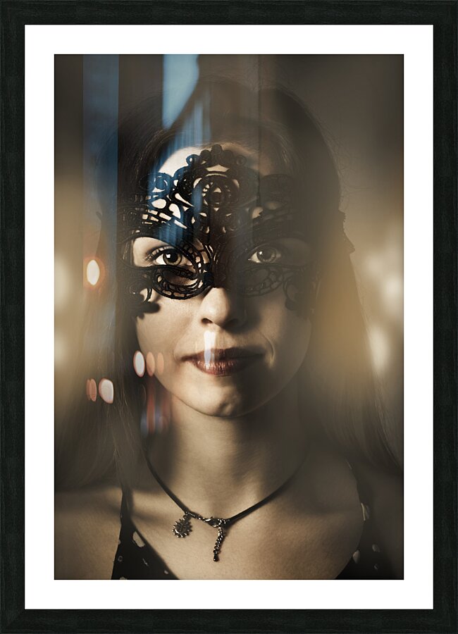 Beautiful party woman at luxury night ball Picture Frame print