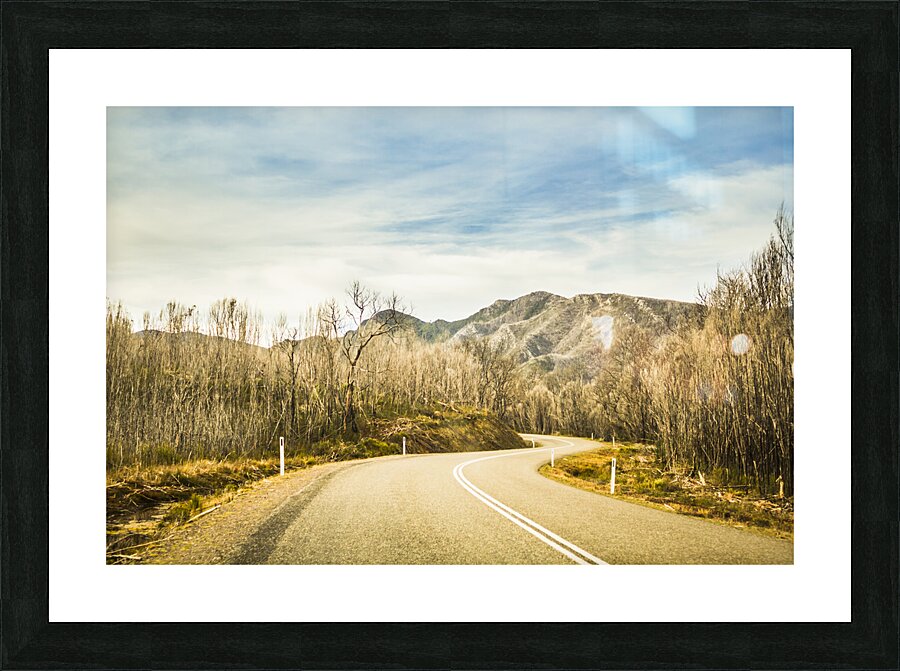 Rural road to Australian mountains Picture Frame print