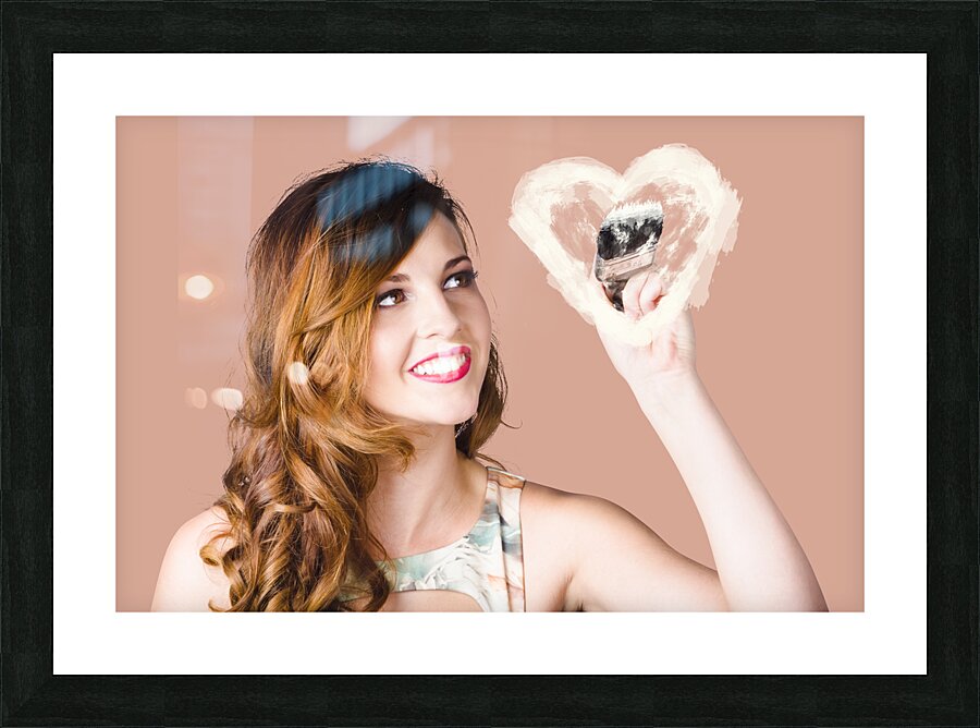 Beautiful female artist painting studio heart Picture Frame print